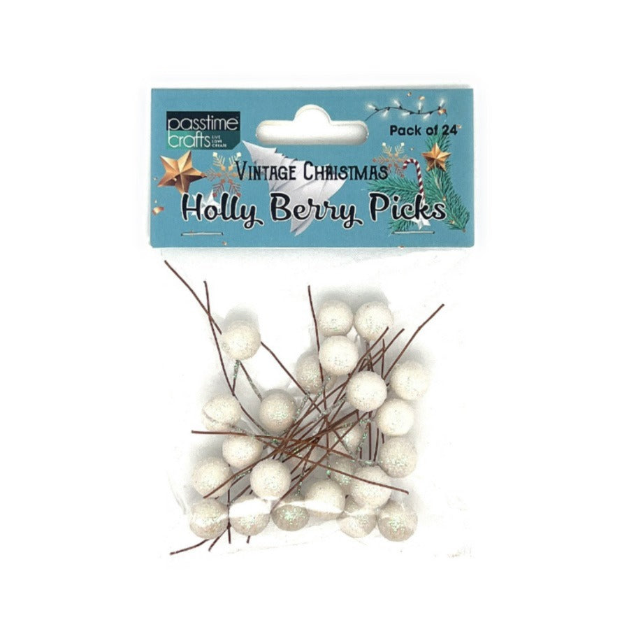 Xmas Glitter Deco Berrys Picks Pkt 24