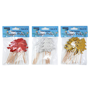 Xmas Glitter Tree Picks Pkt 18