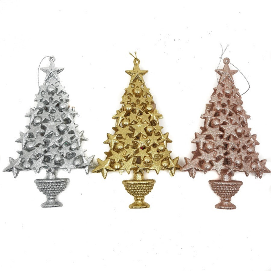 Xmas Glitter Tree Hang/Dec 15cm
