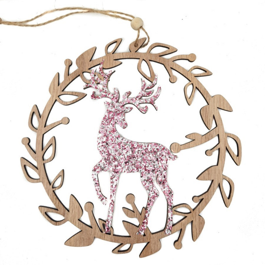 Xmas Lazer Cut Wreath/Reindeer 18cm