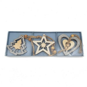 Xmas Lazer Cut Glitter Deco/Hang Pkt 6