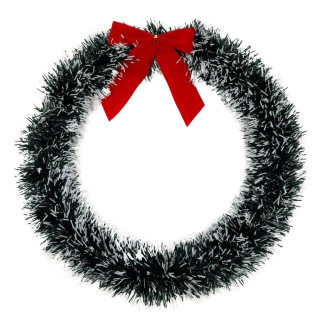 Xmas Wreath Wire/Tinsel 30cm