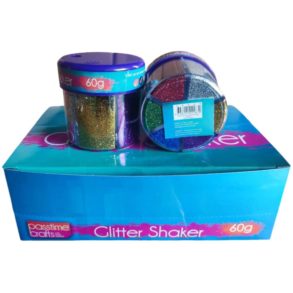 Glitter Shaker 60G 6 Way Disp Metallic
