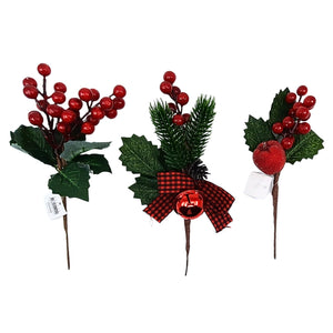 Xmas Branch W/Brry Pick 3-Ast