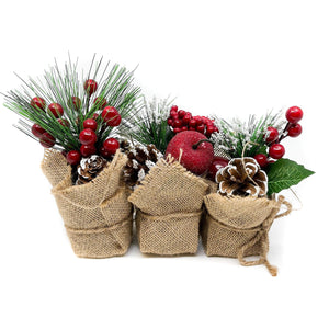 Xmas Deco Pot Apl/Brry/Brlap 3-Ast