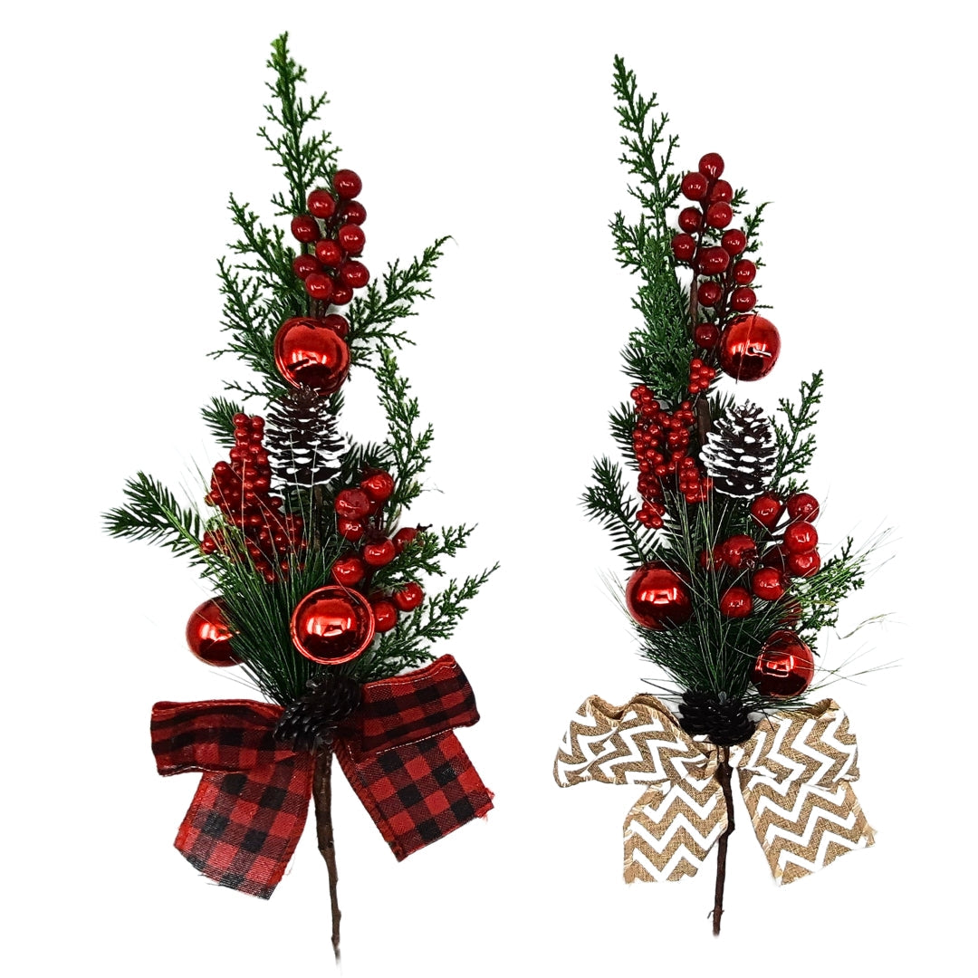 Xmas Spray G/Ham Bow/Bell 65cm