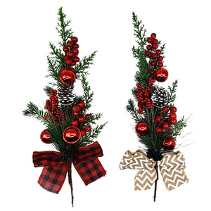 Xmas Spray G/Ham Bow/Bell 65cm