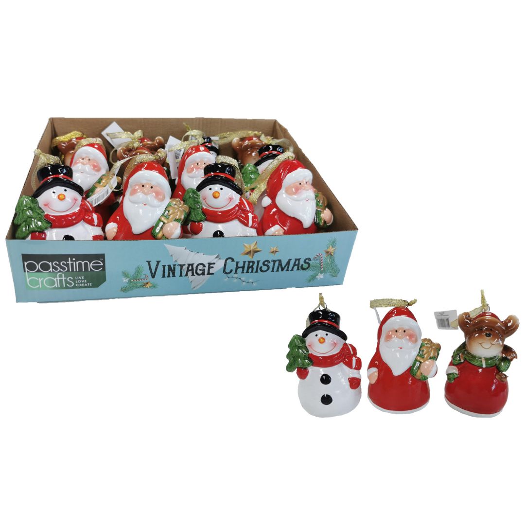 Xmas Ormnt Cermc 3-Ast 10cm