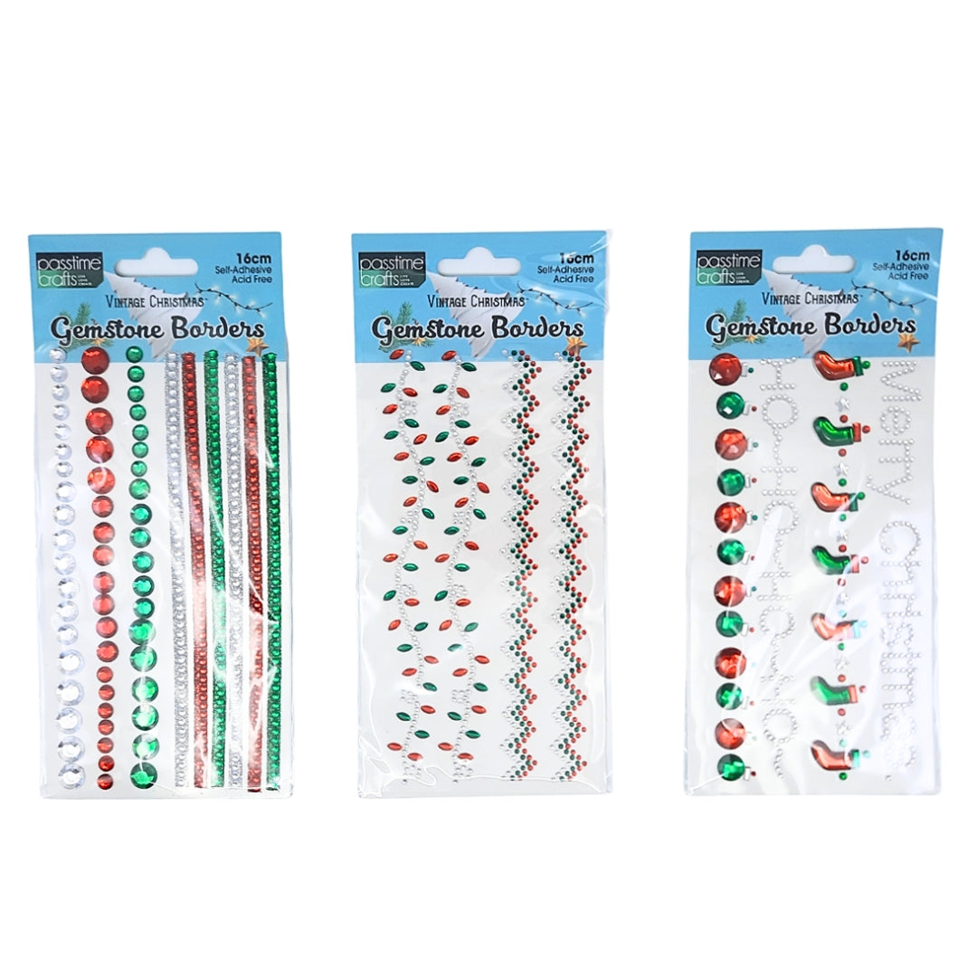 Xmas Gem Border W/Accnts 3-Ast