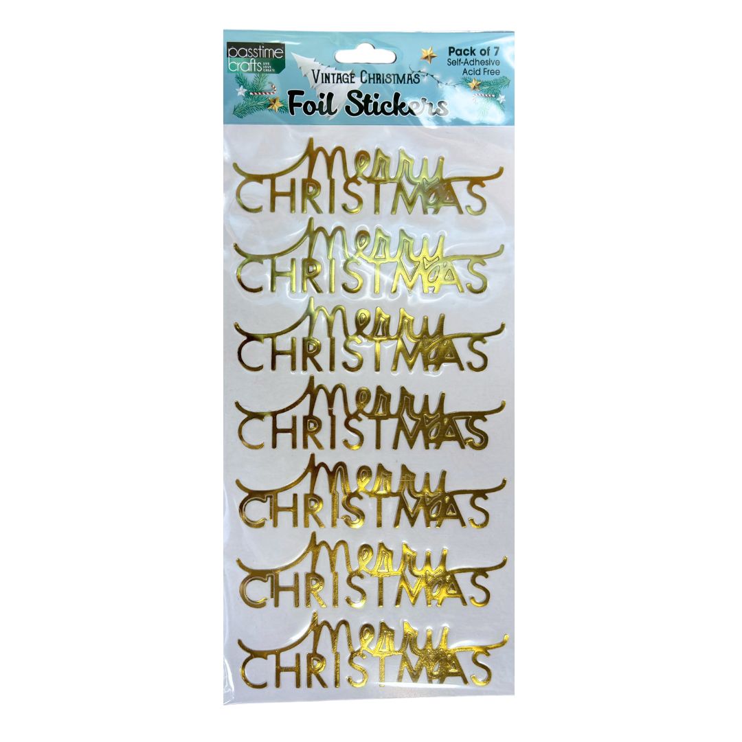 Xmas Foil Mrry Christmas/Gold 7pcs