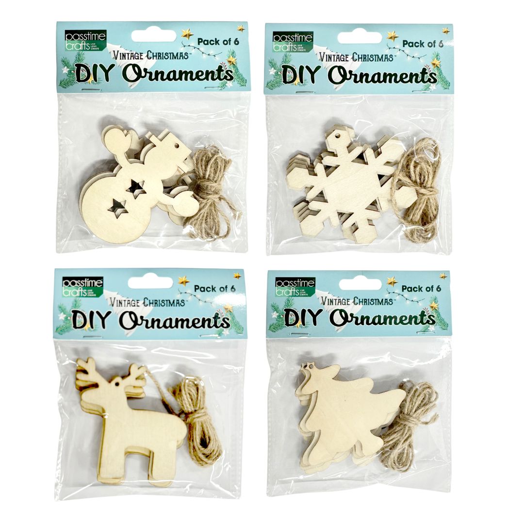 Xmas Ormnts DIY Pkt 6/3Ast