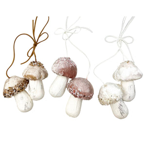 Xmas M/Shroom Ornmnts S/2 3-Ast
