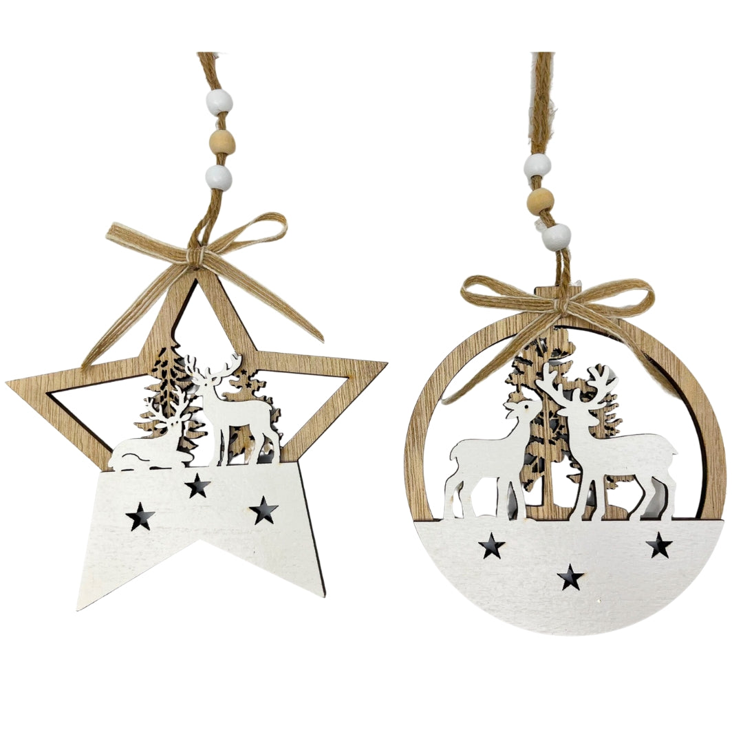 Xmas Ornment Deer/Star 12x12cm