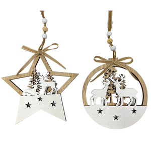 Xmas Ornment Deer/Star 12x12cm