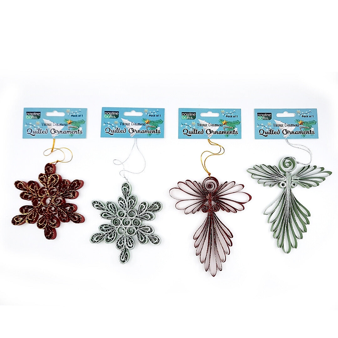 Xmas Ornment Angel/Snwflk Qlg 3-Ast
