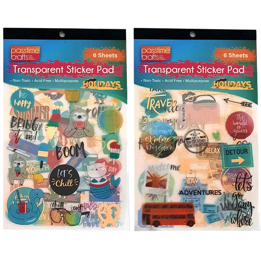 Sticker Pad Holiday Trans 6pg 2-Ast