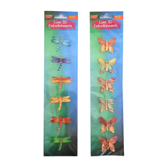 Embellishments 3D B/Fly/D/Fly 6 Pcs