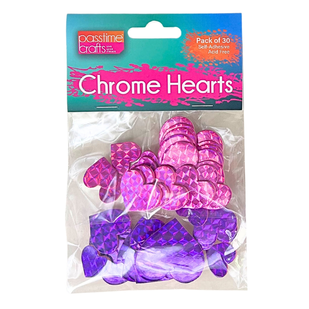 Foam Metallic Hearts S/Adhes Mix Pkt 30