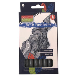 Artist Fine Liner Pens Black S/8