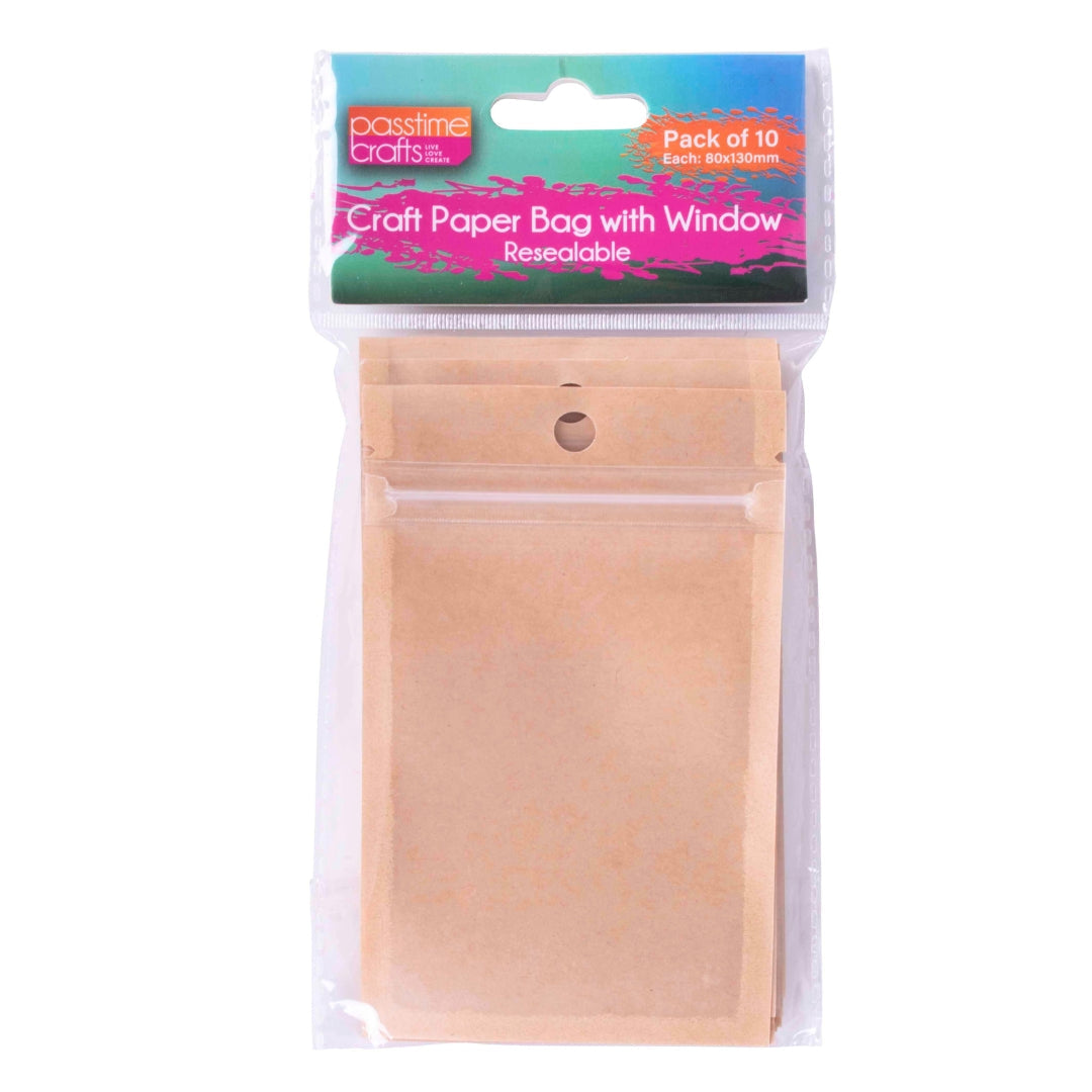 Craft Paper Bag W/Window Pkt 10