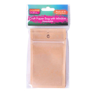 Craft Paper Bag W/Window Pkt 10