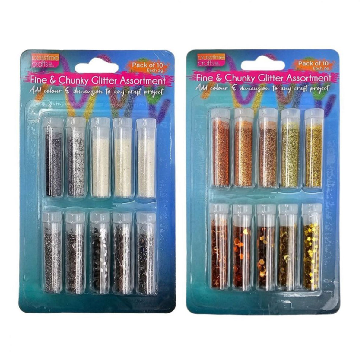 Glitter Tubes Gld-Slv 2g S/10 2-Ast-P