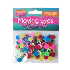 Craft Moving Eyes Colour 10mm Pkt 100