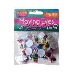 Craft Moving Eyes Lash/Multi 15mm Pkt 60