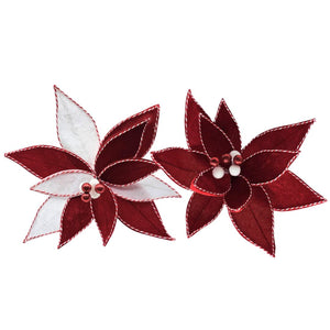 Xmas Flwr Stripe Trim R/W 2-Ast 26cm