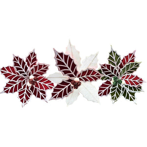 Xmas Flwr Trad W/Trim 3-Ast 26cm