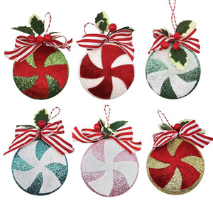 Xmas Candy/P/Mint Ornmnt 6-Ast 10cm