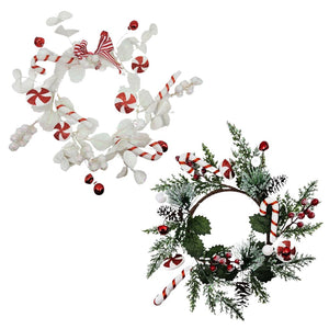 Xmas Wreath Candy/Frost 2-Ast 20cm