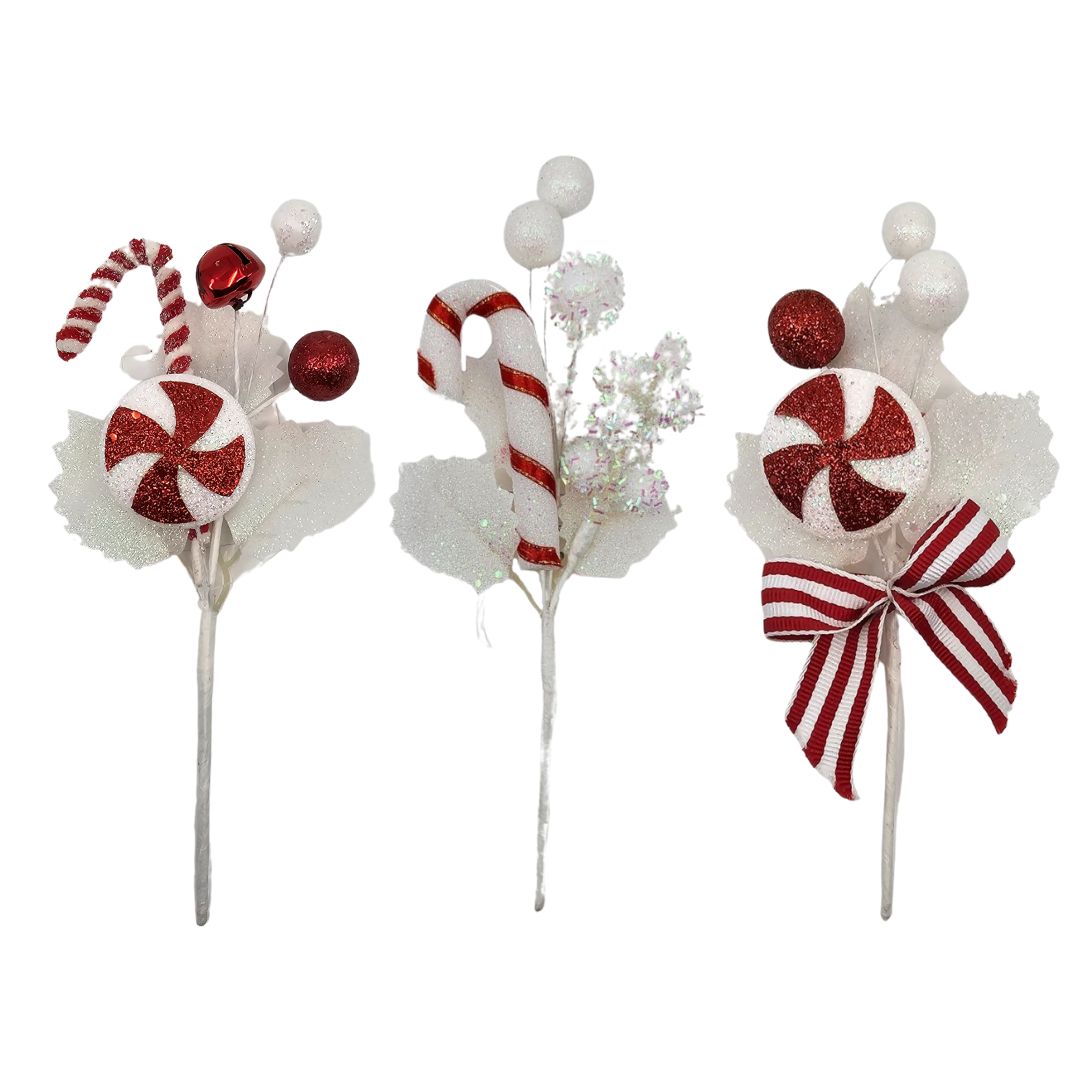 Xmas Candy Pick Bow/Bell/Ball 3-Ast 20-30cm