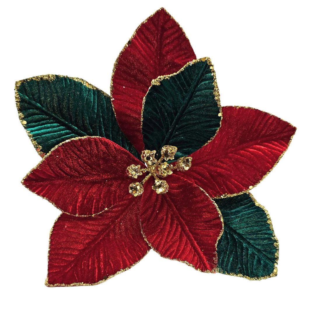 Xmas Flwr Trad Gilter Red/Grn 17x24cm