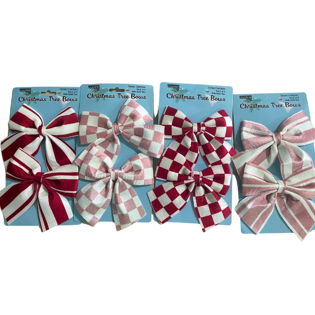 Xmas Bow Deco Plaid 4-Ast Pkt 2 14x14cm