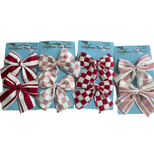 Xmas Bow Deco Plaid 4-Ast Pkt 2 14x14cm