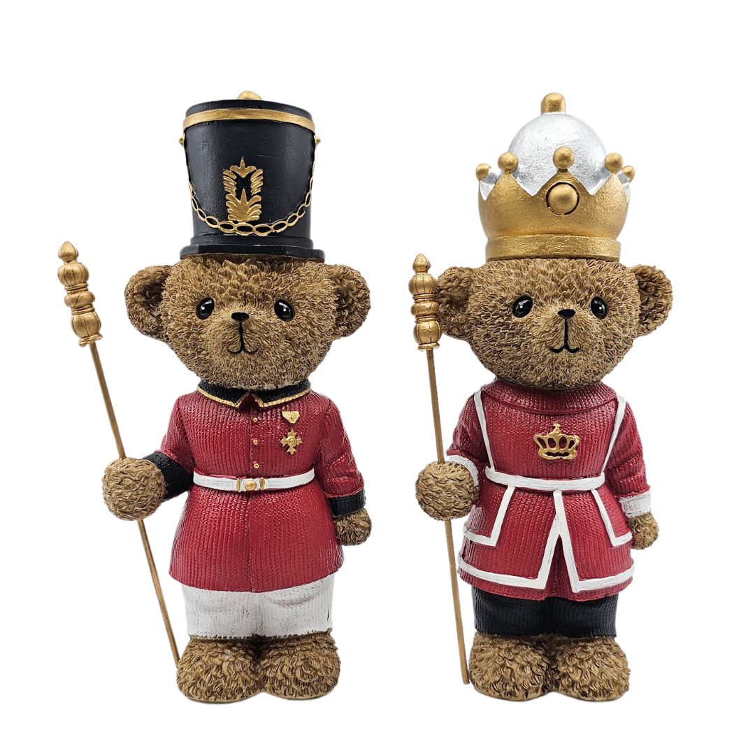 Xmas Royal Tedybear Polyresin 3-Ast 25.5cm