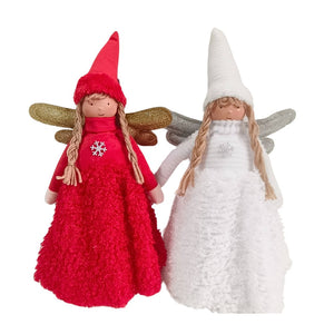 Xmas Angel Topper Red 2-Ast 34cm