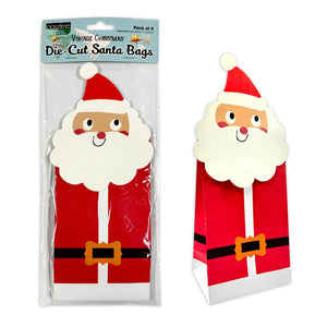 Xmas Treat Bags Santa D/Cut Pkt 4