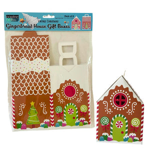 Xmas Treat Box G/Brd House 10x15cm Pkt 8
