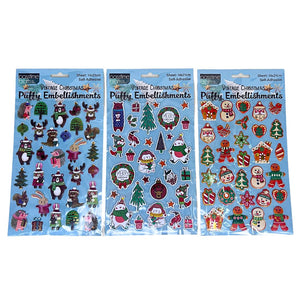 Xmas Puffy Embellsh S/Adhes 3-Ast