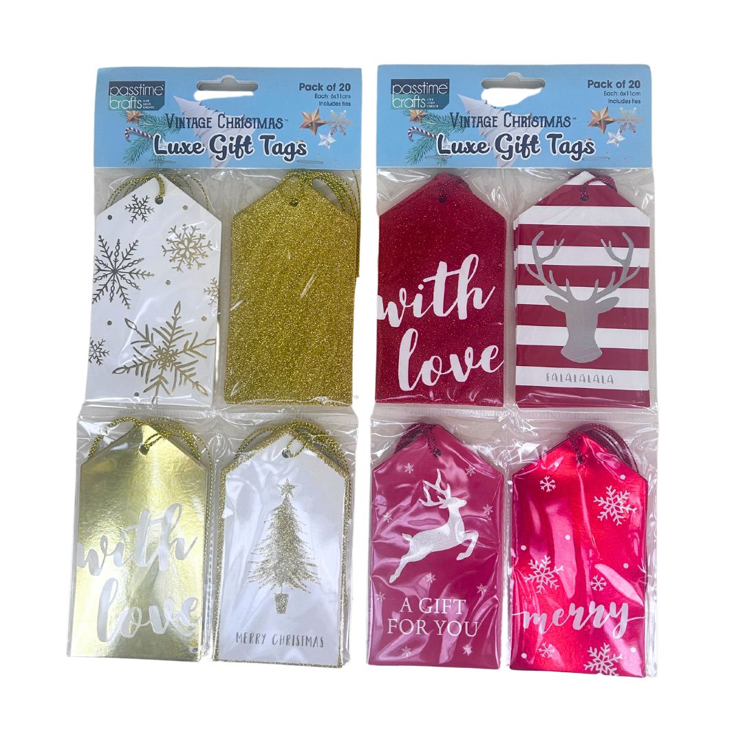 Xmas Gift Tags Luxe Gltr 2-Ast Pkt 20
