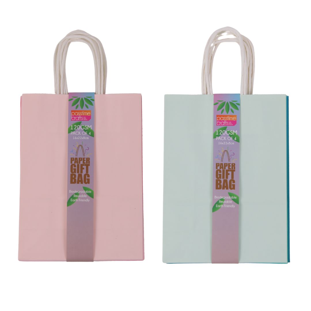 Kraft Colour Bag MD Pkt 4 16.5x22x8cm 120G