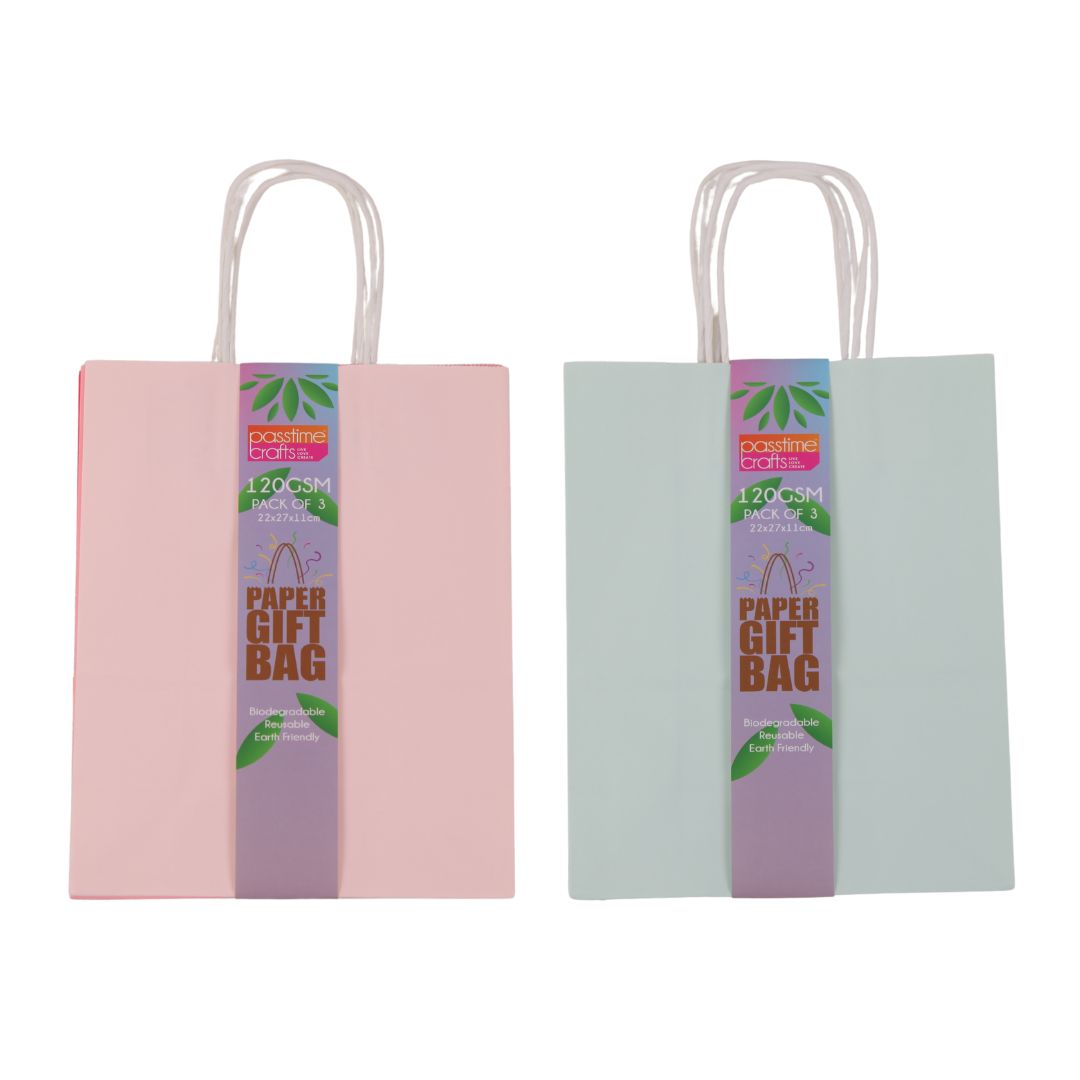 Kraft Colour Bag MD Pkt 3 22x26.5x11.5cm 120G