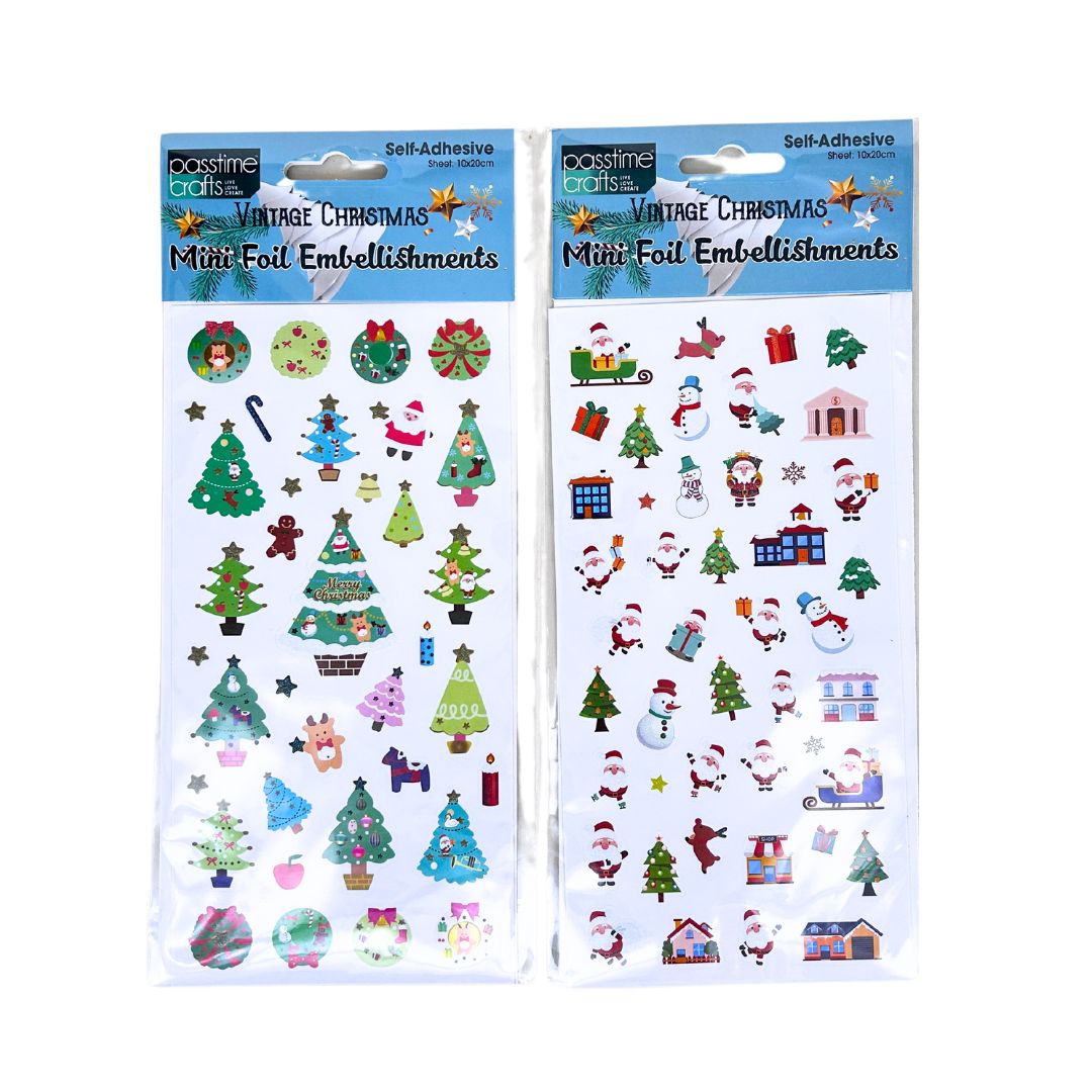 Xmas Embellishment Foil S/Adhes 2-Ast