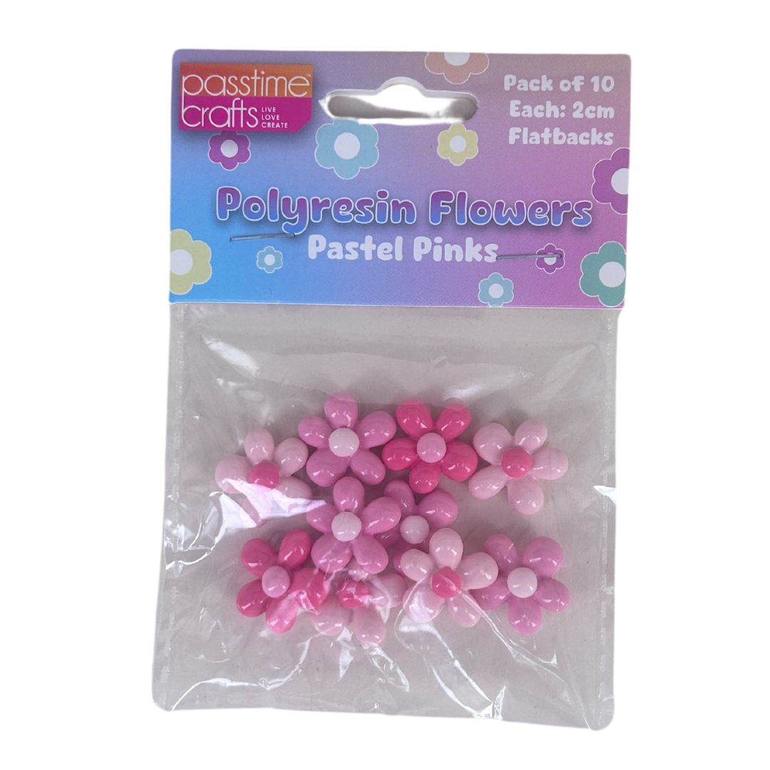 Acrylic Flower Embellish 2cm Pkt 10
