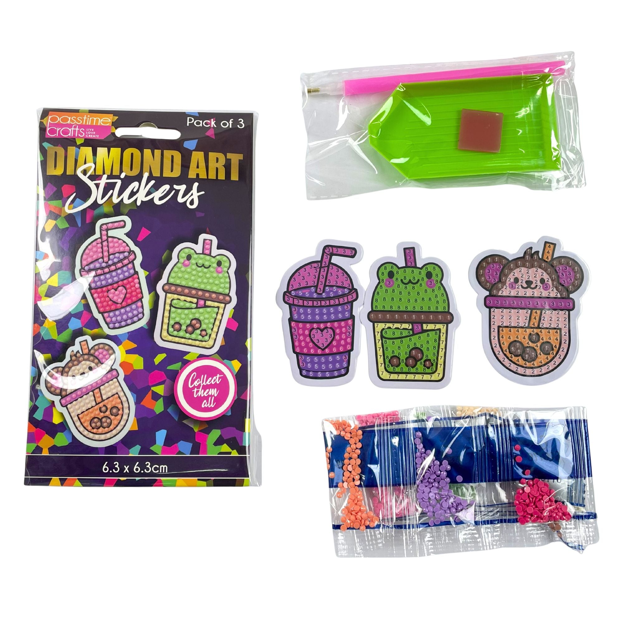 Diamond Art Stickers - 3 Pack