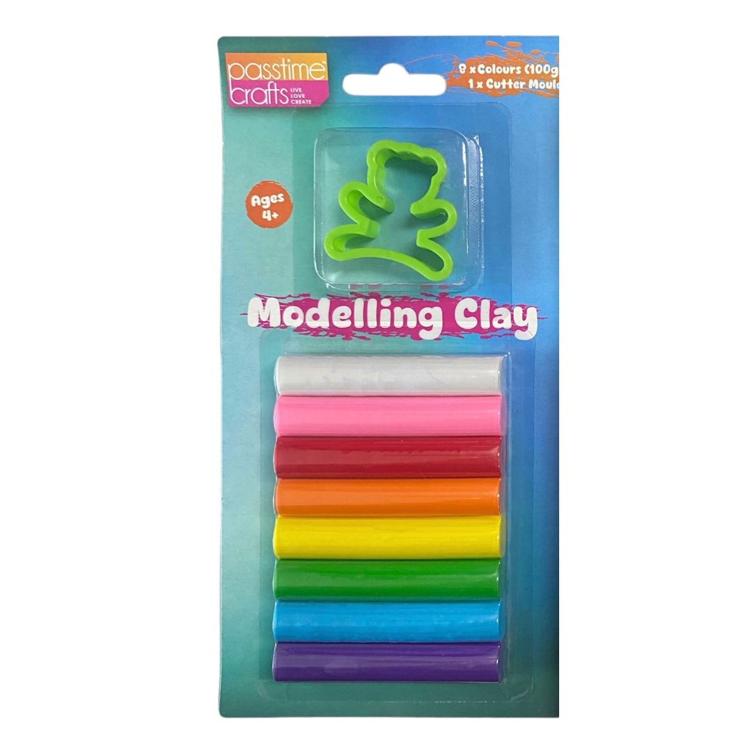 Modelling Clay 100g- 8 Colours W/Diecut