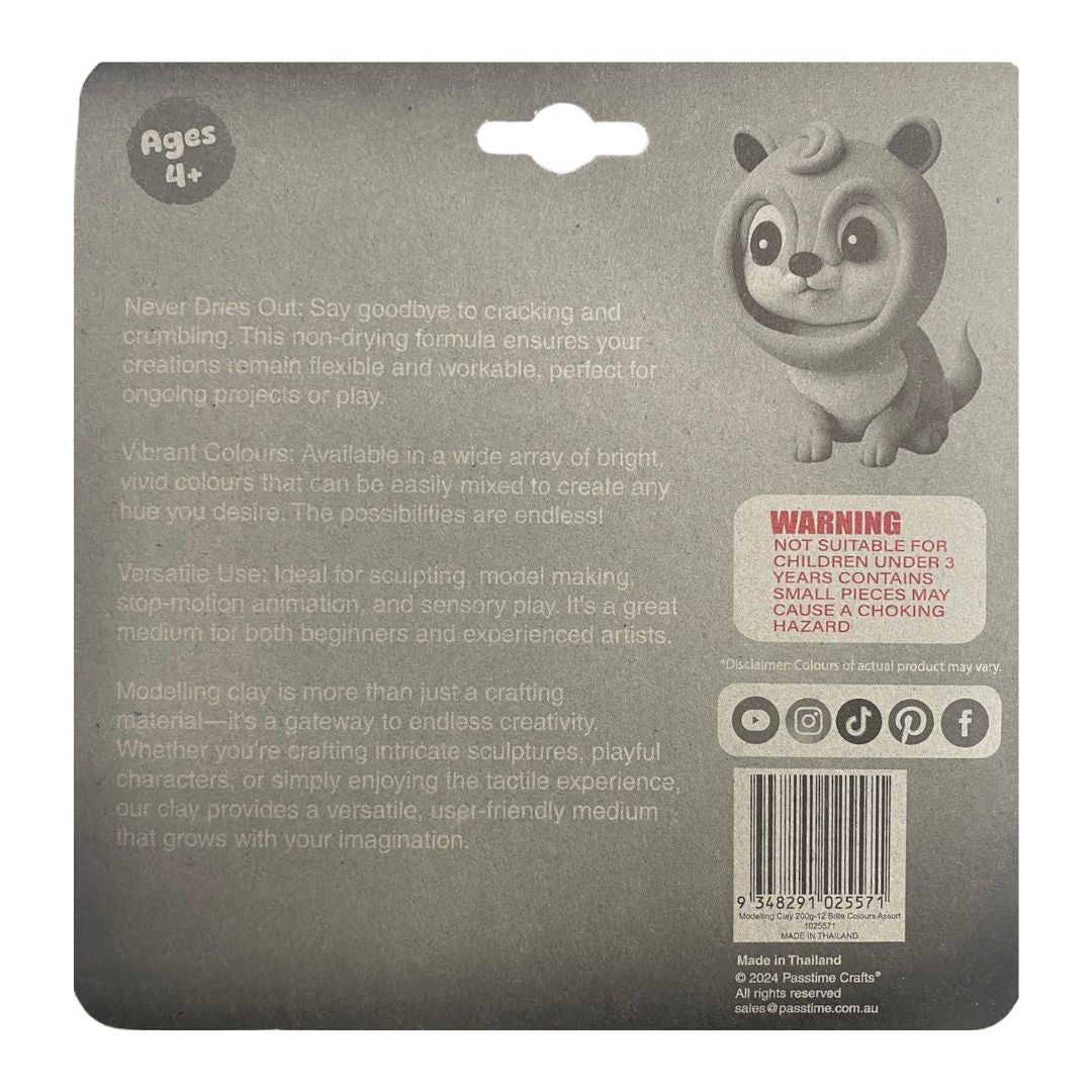 Modelling Clay 200g- 12 Brite Colours Assort