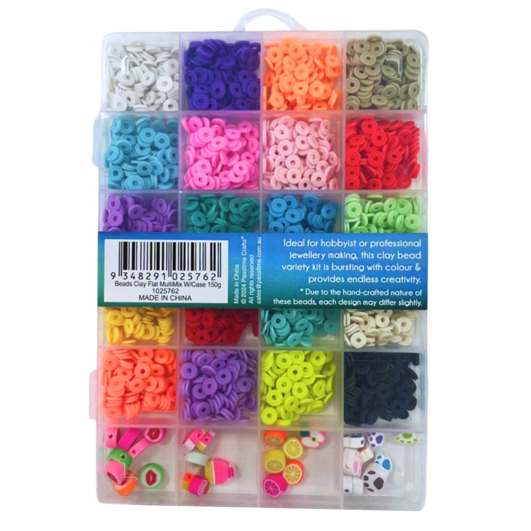 Beads Clay Flat MultiMix W/Case 150g